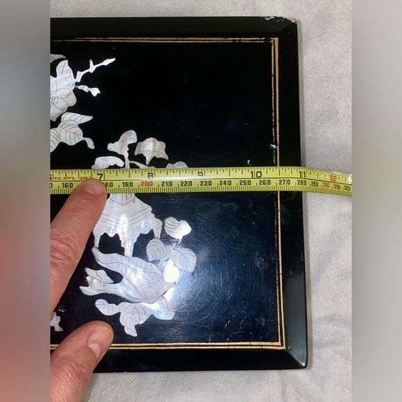 Black Lacquered Jewelry Box with Inlay Design. Vintage (1960-70’s) - Picture 5 of 6